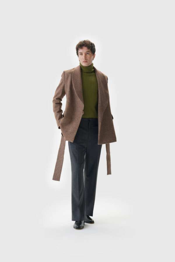 Unisex Wolljacke in braun melange