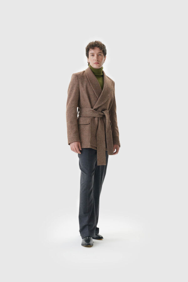 Unisex Wolljacke in braun melange