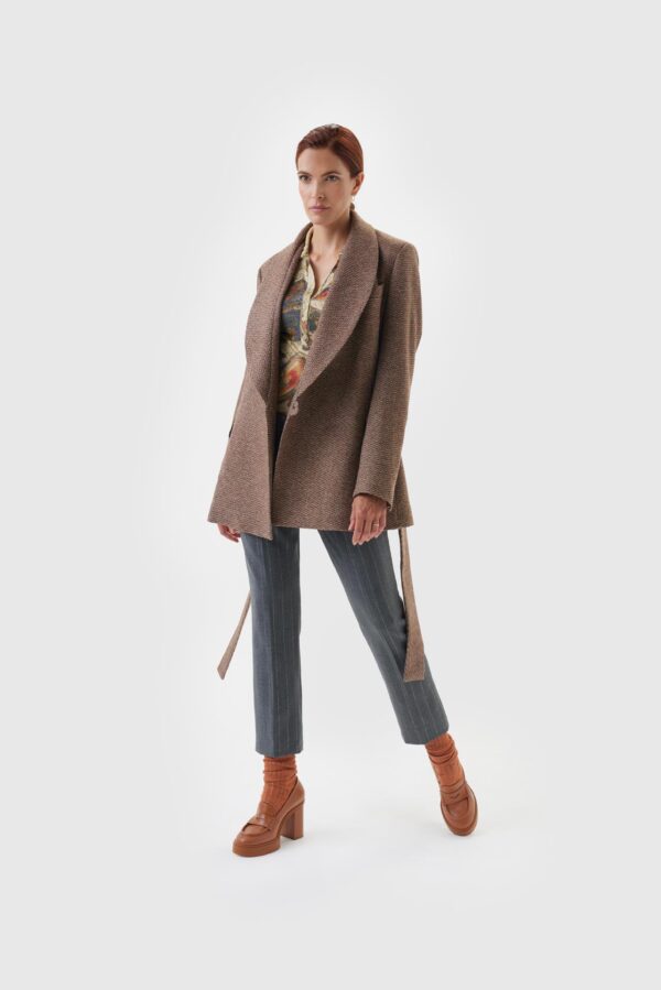 Damen Wolljacke in braun melange