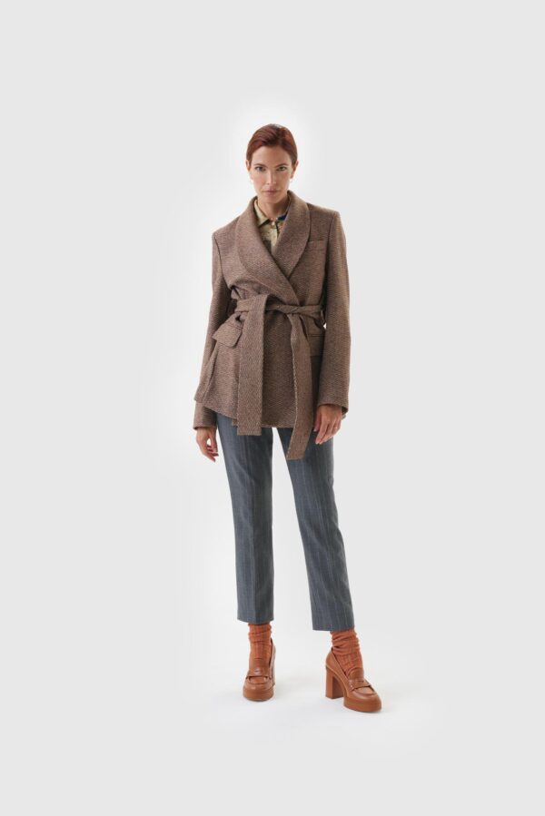 Damen Wolljacke in braun melange