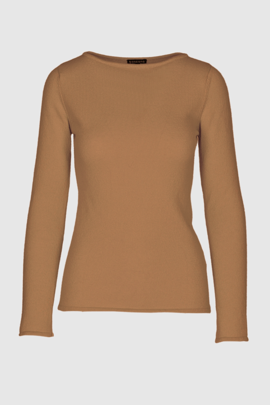 Kaschmir Pullover Karamellbraun Damen Longsleeve Vorderansicht