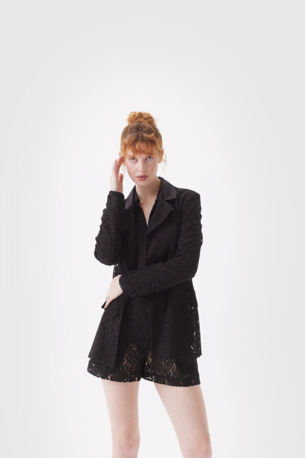 Bluse mit Lurex in schwarz