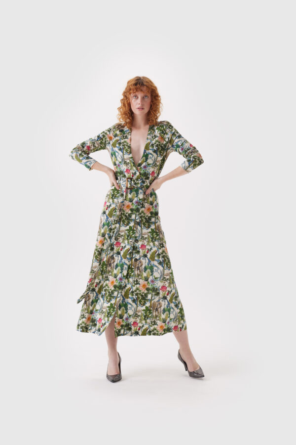 Kleid mit Blumenmuster grün