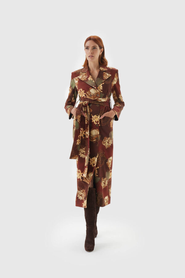 Auffälliges Mantelkleid im floralen Design – Bild 2
