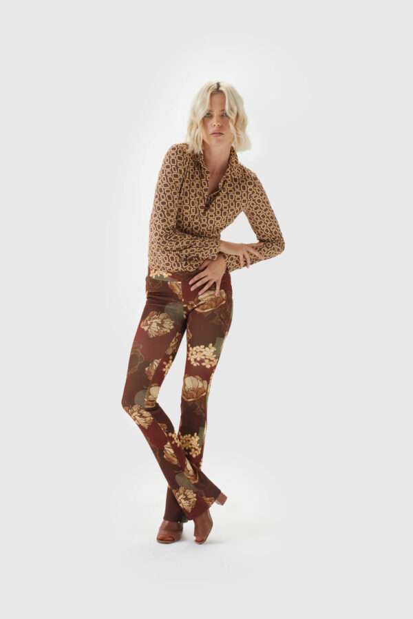 Retro Hose Braun im floralen Design – Bild 2
