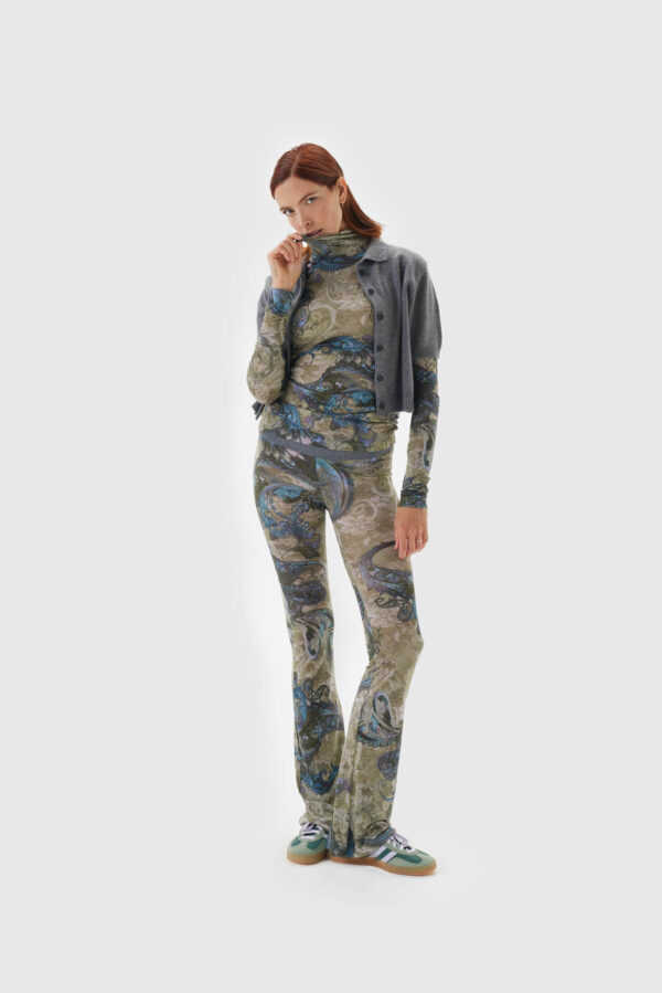 Damen Shirt in grün mit Paisley Druck
