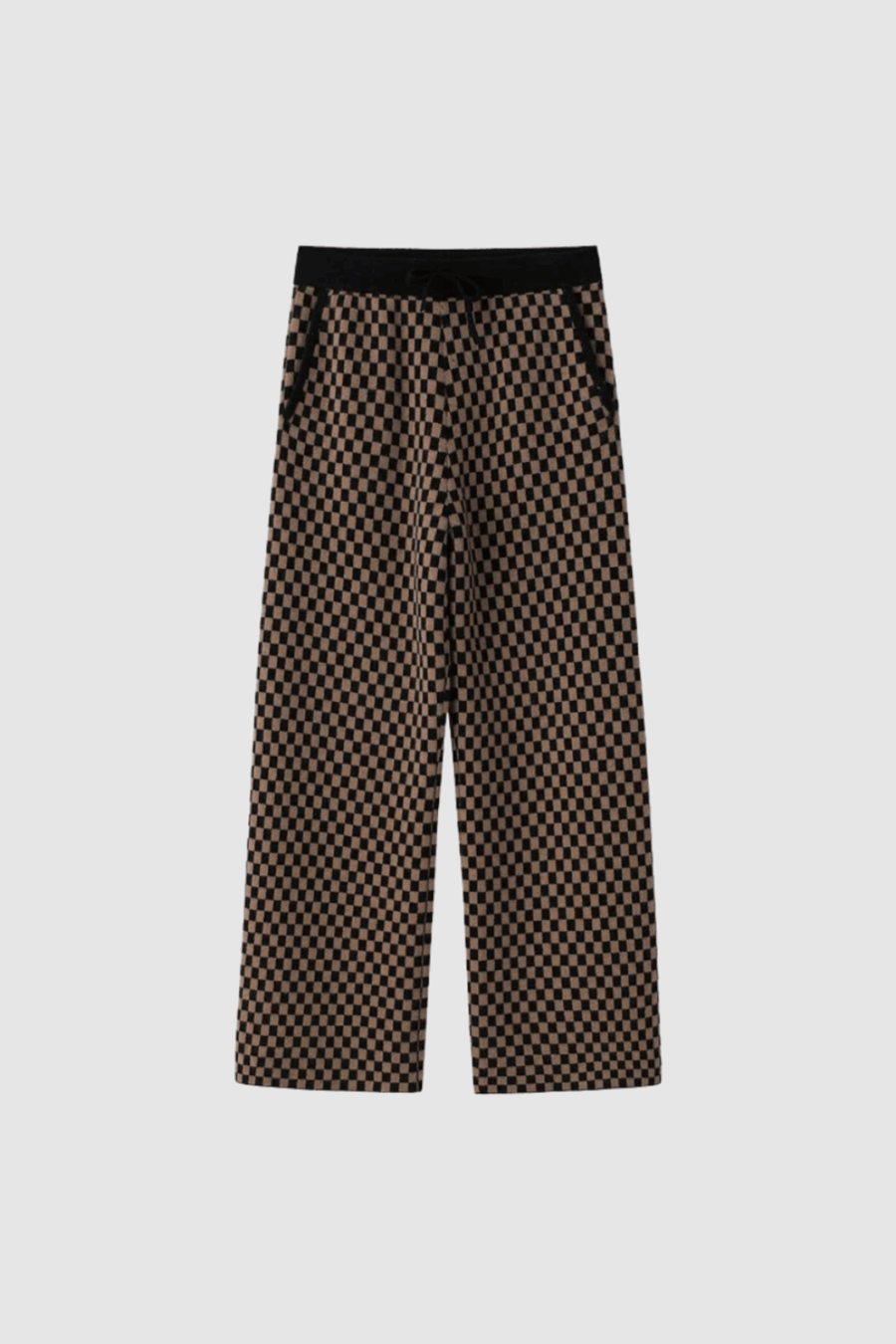 Luxuriöse Kaschmirhose im Braun-Schwarz-Muster