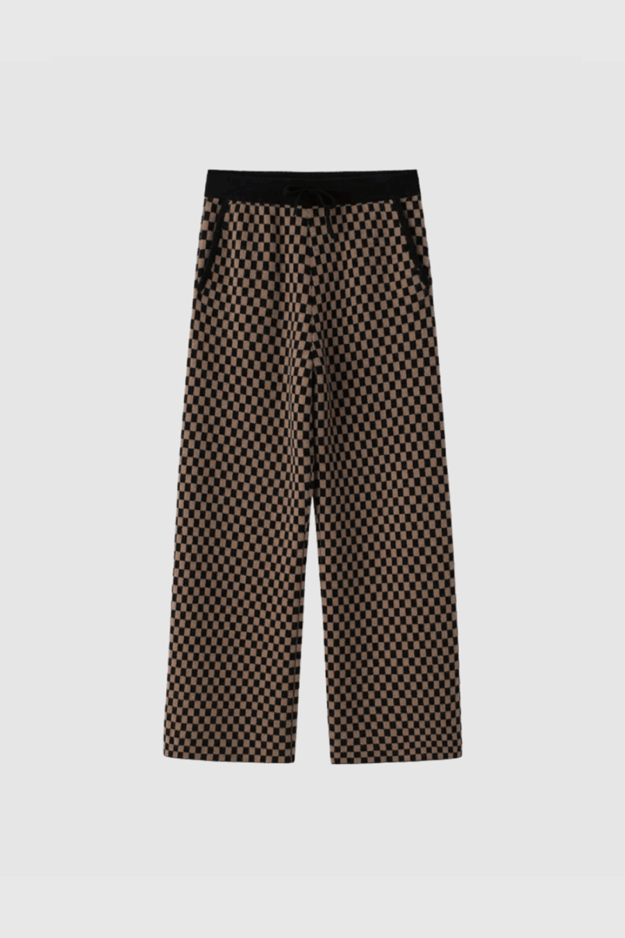 Luxuriöse Kaschmirhose im Braun-Schwarz-Muster