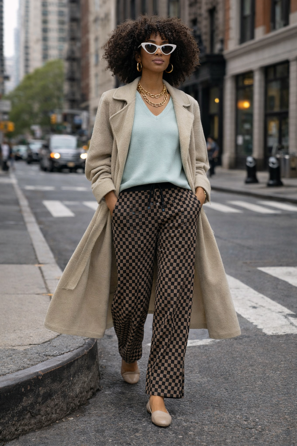 2026_Sommer_Boscana_Hose_Luxerioese-Kaschmirhose-im-Baun-Schwarz-Muster_Modelfoto_Streetstyle_2