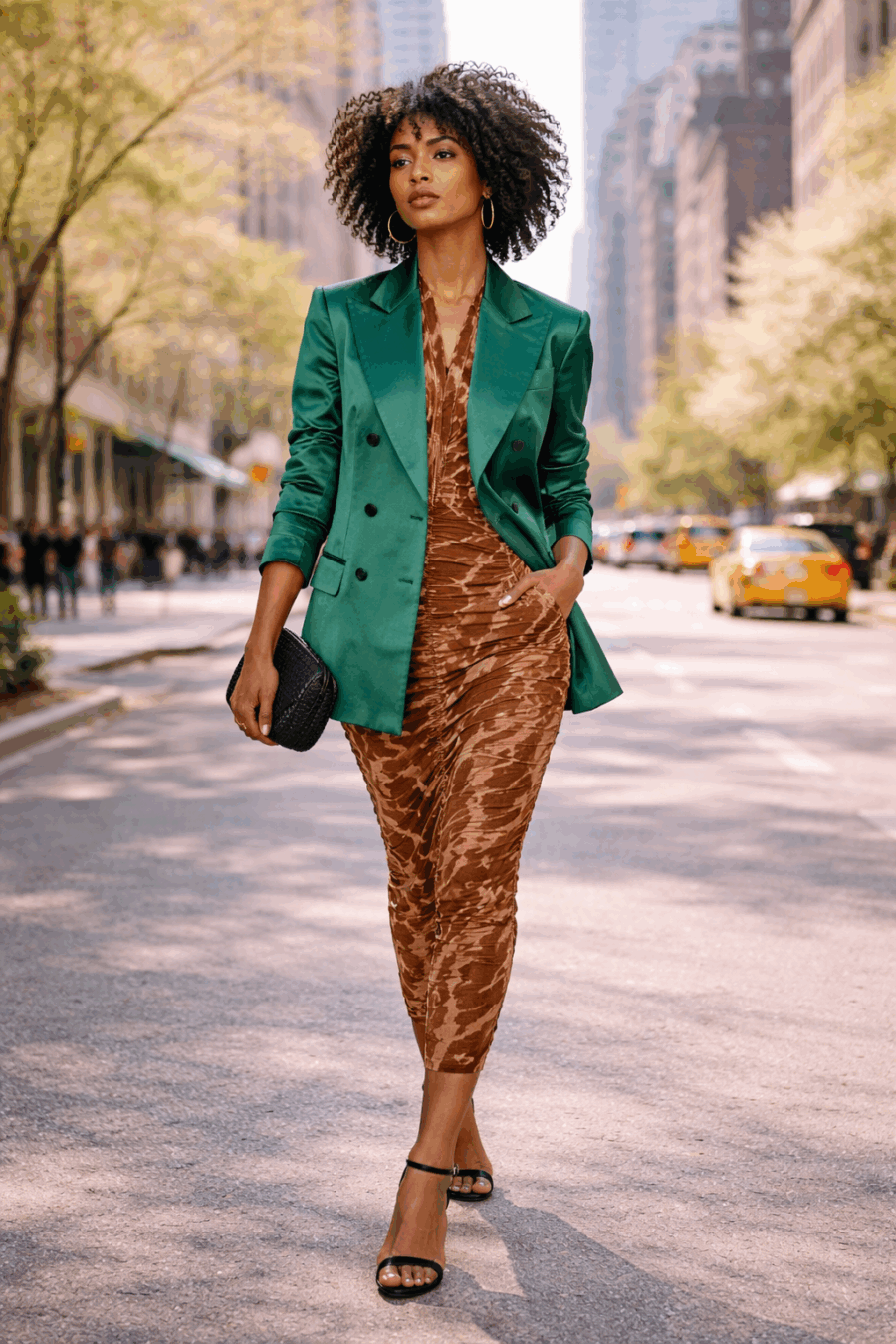 Blazer, Jacke, Seide, gruen, Doppelknopf, Taschen