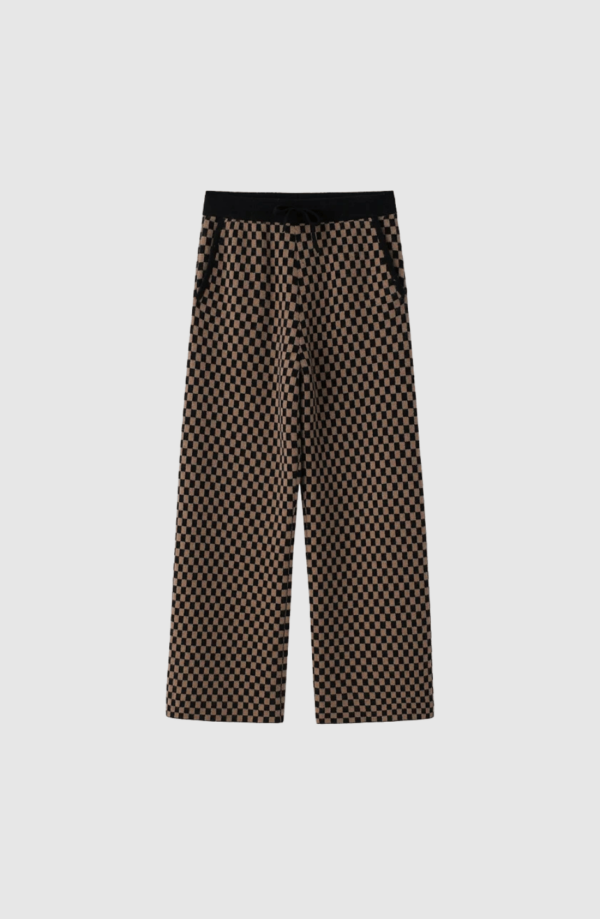 Kaschmir Hose Braun Schwarz Muster – Fashion-Statement