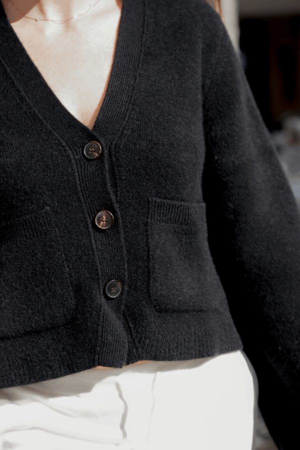 Strick Jacke Kaschmir Damen schwarz - Detailansicht