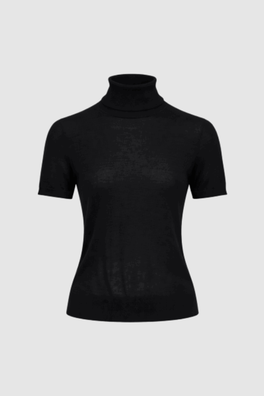 Shirt aus feiner Merinowolle in Schwarz