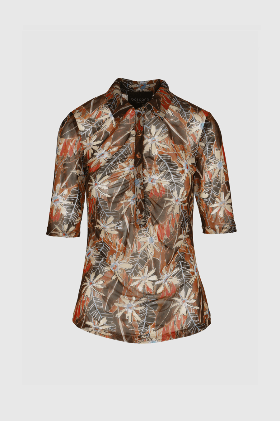 Transparente Polobluse in Braunnuancen