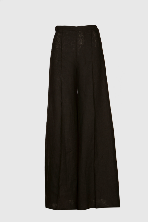 Hose, Leinenhose, schwarz, Leinen, weites Bein, weite Hose