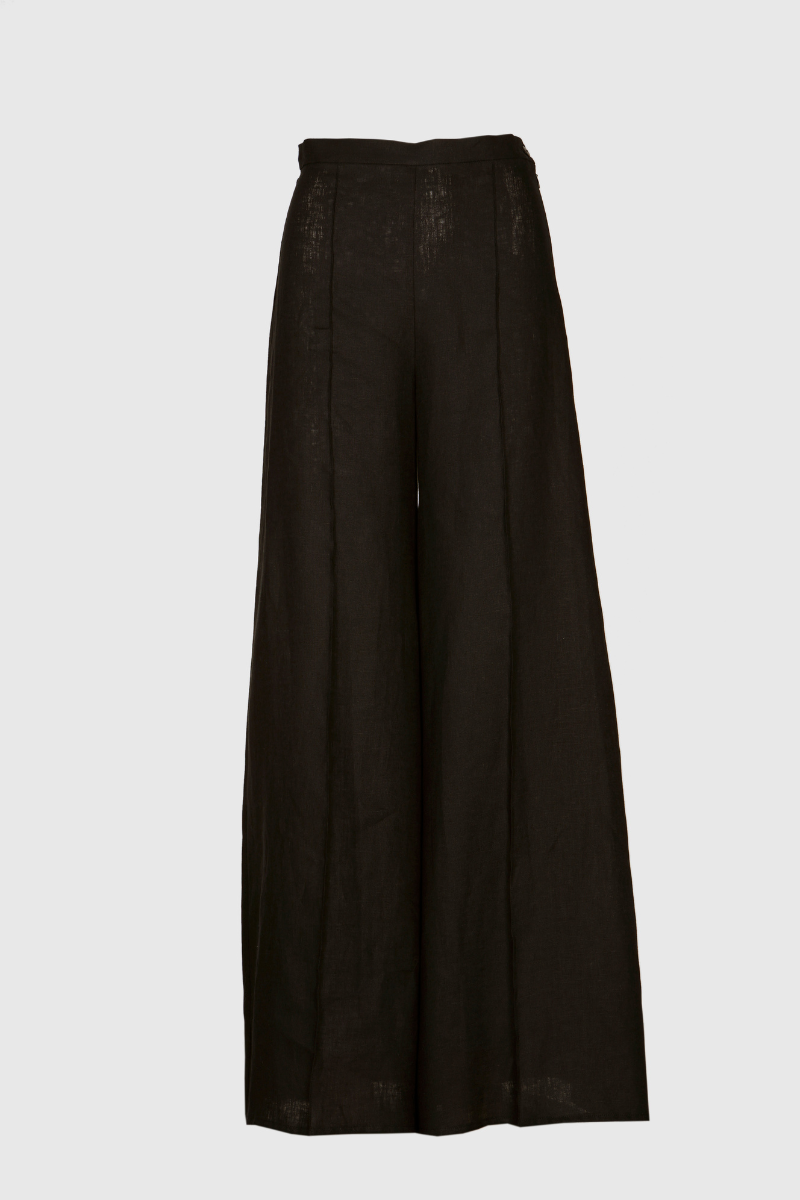 Hose, Leinenhose, schwarz, Leinen, weites Bein, weite Hose