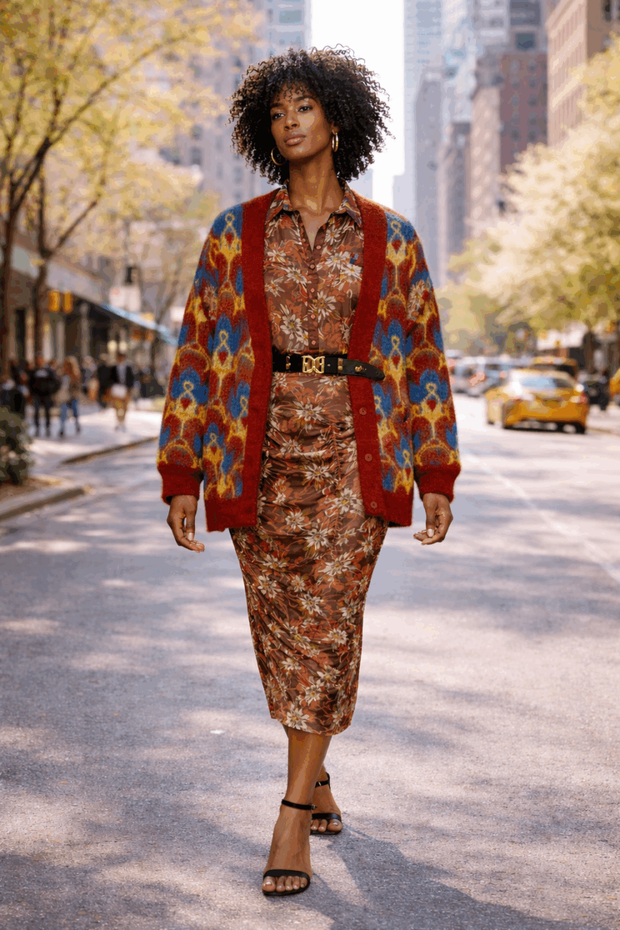 Mohair-Cardigan mit Ornamentmuster