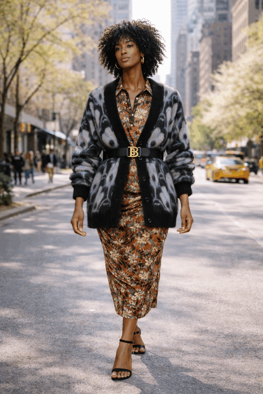 Strickjacke aus Mohair in blau und grau