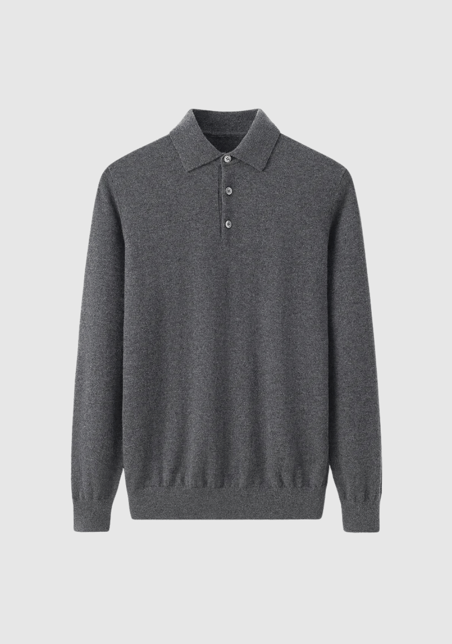 Kaschmir Pullover Herren Polo grau