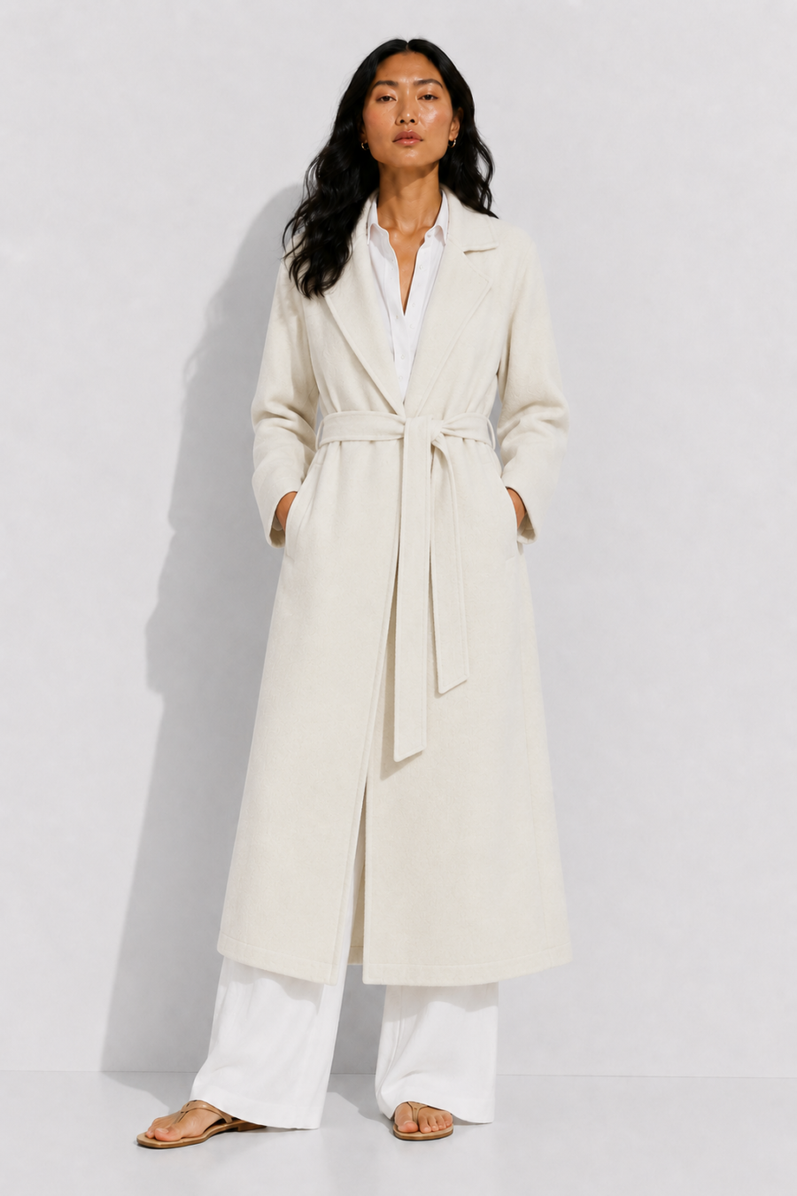Kaschmirmantel aus 100 % Kaschmir in Off-White
