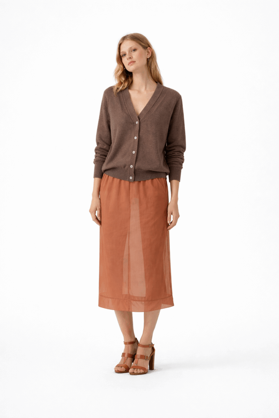 Braune Kaschmir Strickjacke V Ausschnitt Herren