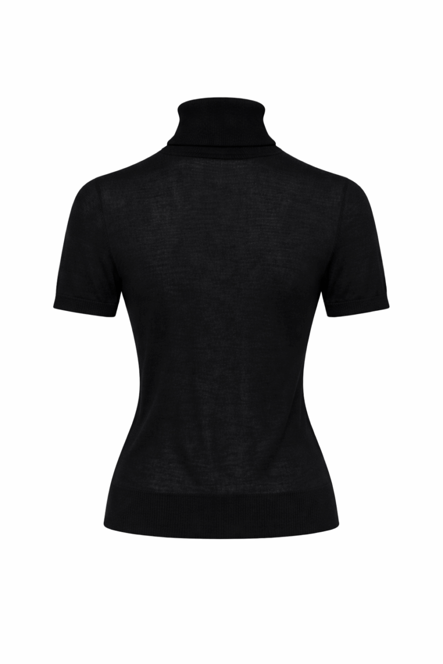 Rollkragen-Shirt aus Kaschmir und Merinowolle in Schwarz