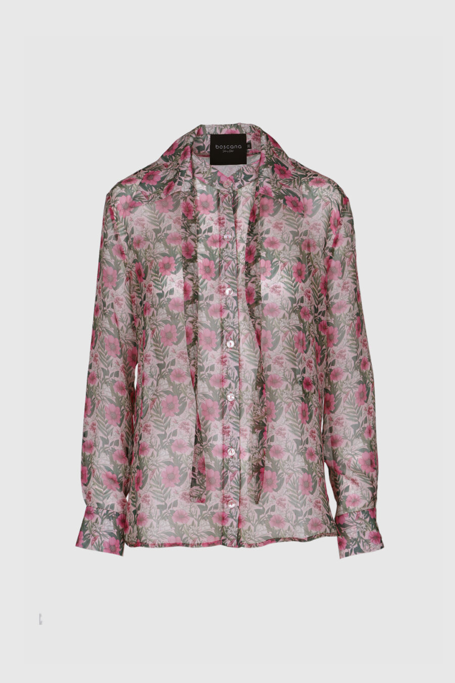 Bluse aus Seide  in Rot-,Rosa Nuancen