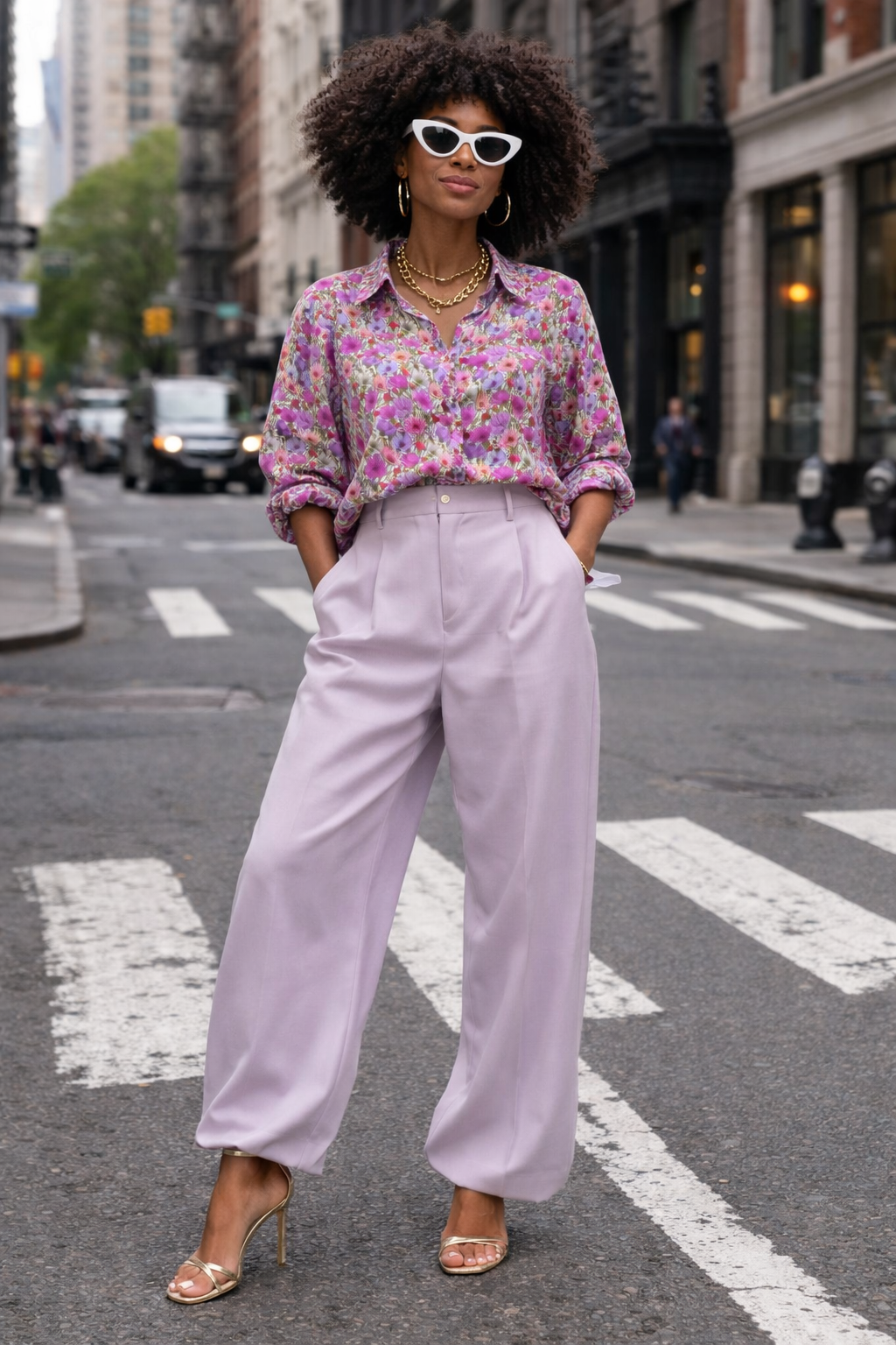 2026_Sommer_Boscana_Hose_Luxerioese-Hose-aus-leichter-Schurwolle-in-Lavendel_Modelfoto_Streetstyle