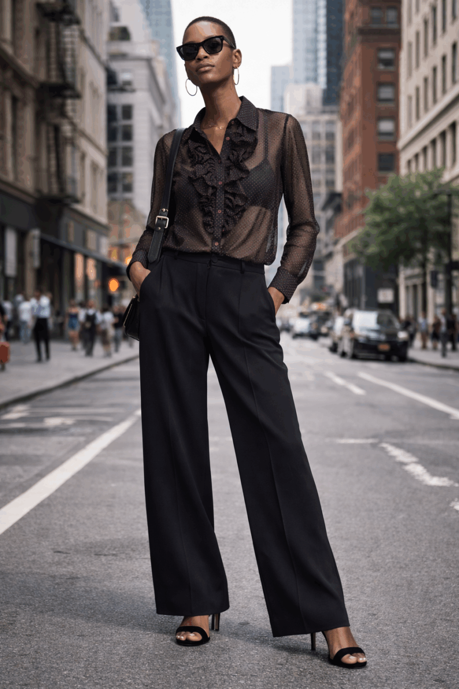 2026_Sommer_Boscana_Hose_Luxerioese-Hose-aus-leichter-Schurwolle-in-Schwarz_Modelfoto_Streetstyle