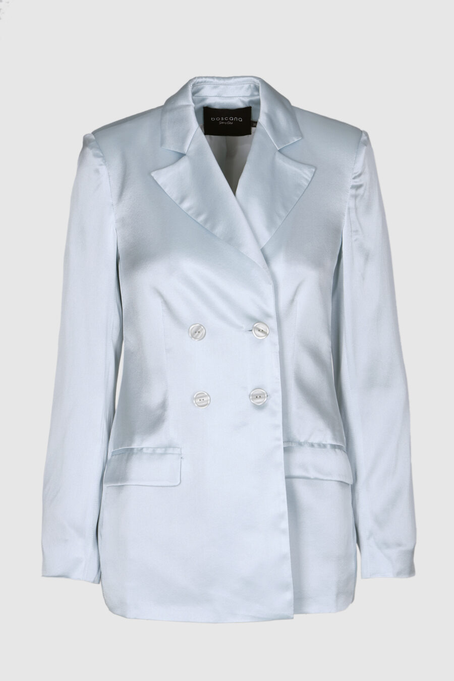 Blazer, Jacke, Seide, hellblau, Doppelknopf, Taschen