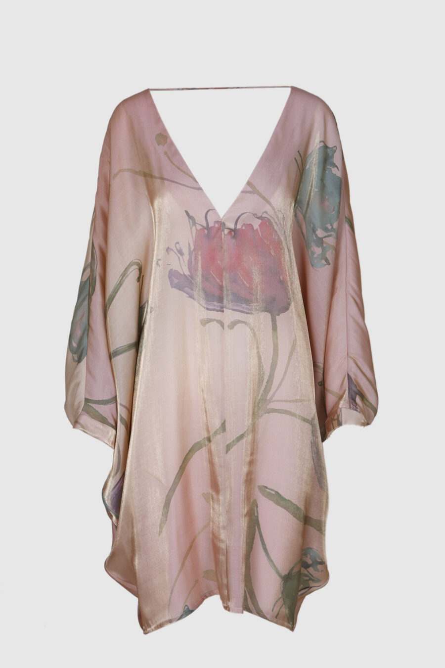 Tunika, Kaftan, Viskose, rosa, bedruckt, Manufaktur Boscana Leizpig