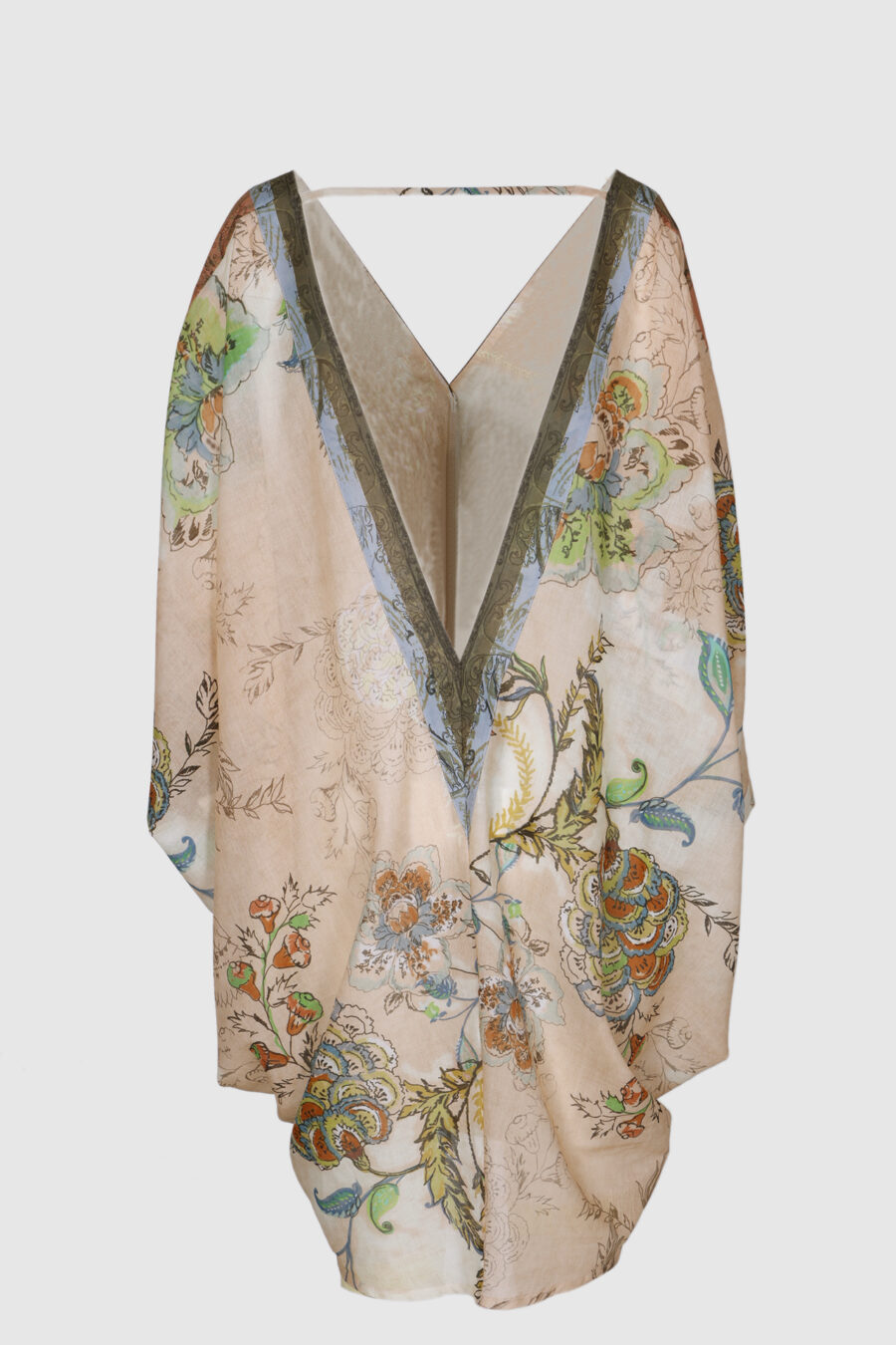 Leichte Baumwoll-Tunika in Gelb mit Blumenmuster – Rückansicht