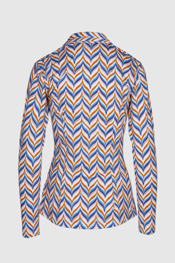 Bluse in einem Orange-Rosé-Blau Print – Bild 4
