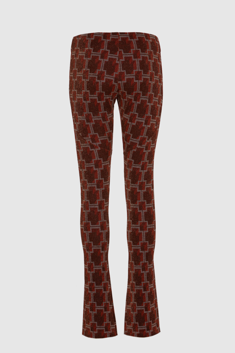 Jacquard-Hose mit grafischem Muster in Rot und Silber