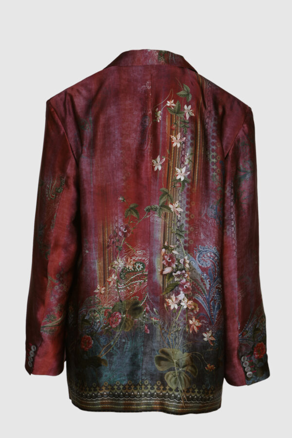 Oversize Blazer in bedruckter Seide in Rot – Bild 4