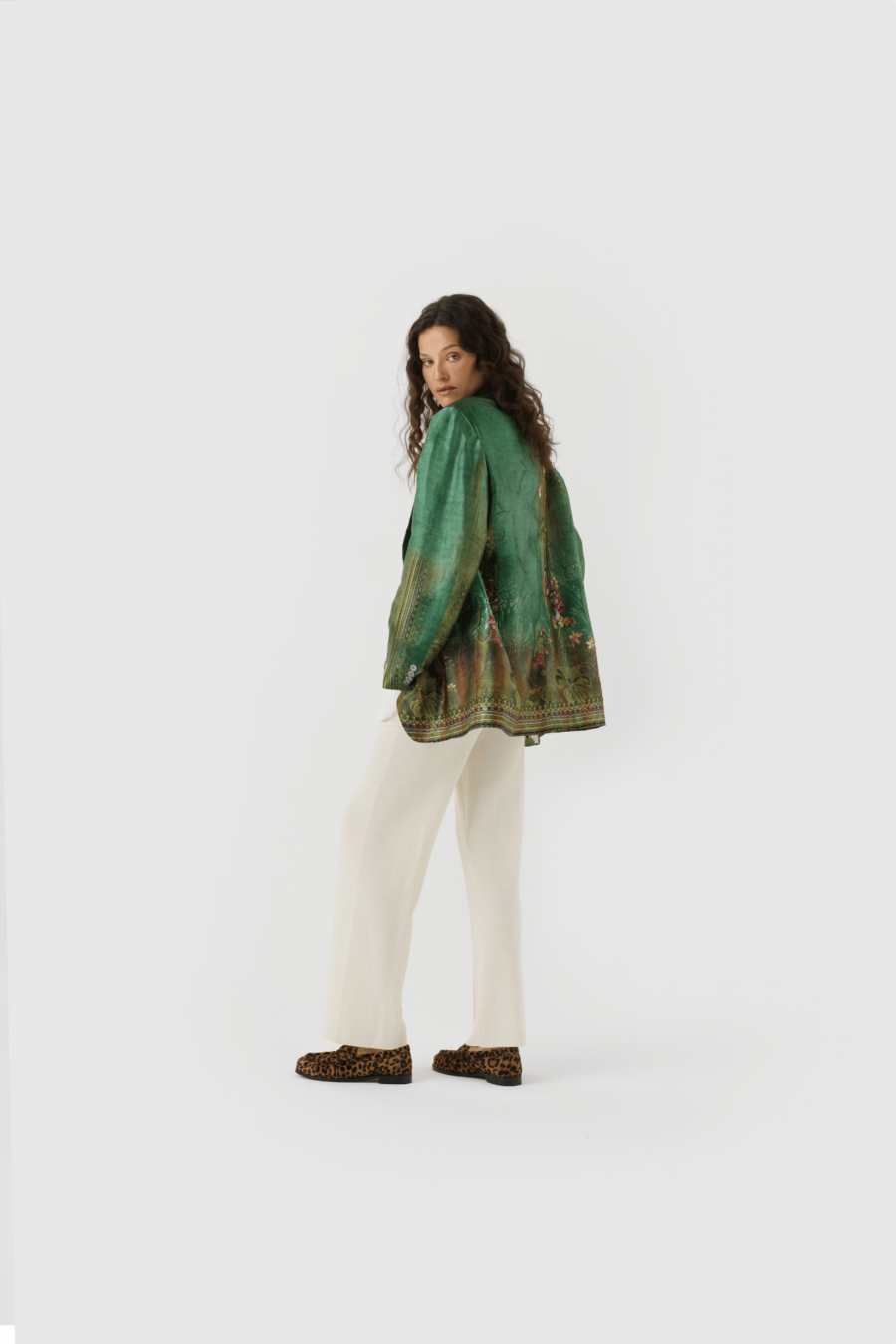 Blazer, Oversized Blazer, Seide, bedruckte Seide, petrol, grün, rot, Gold,