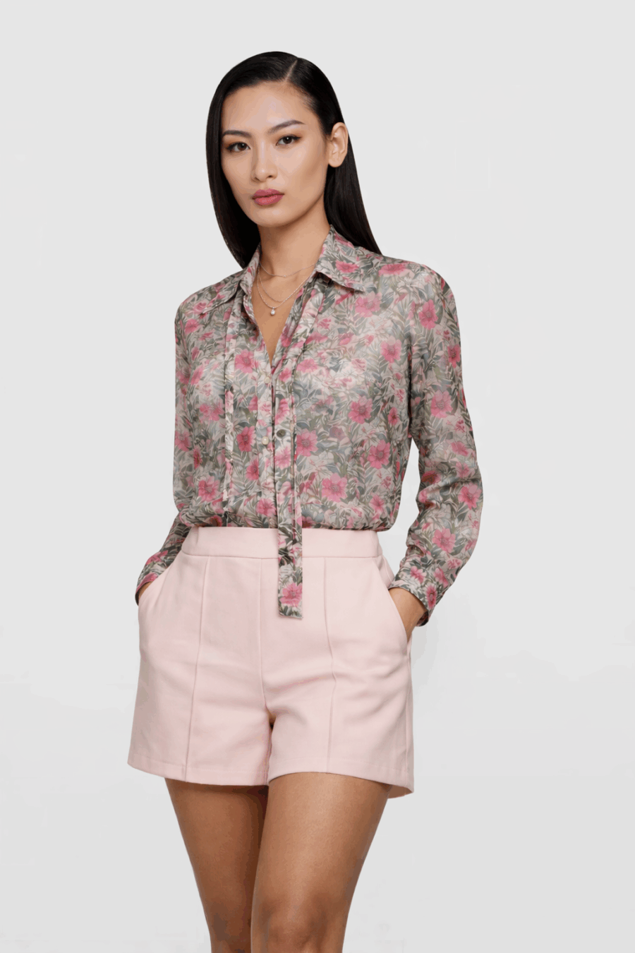 Shorts, kurze Hose, rosa, anliegend, Schurwolle