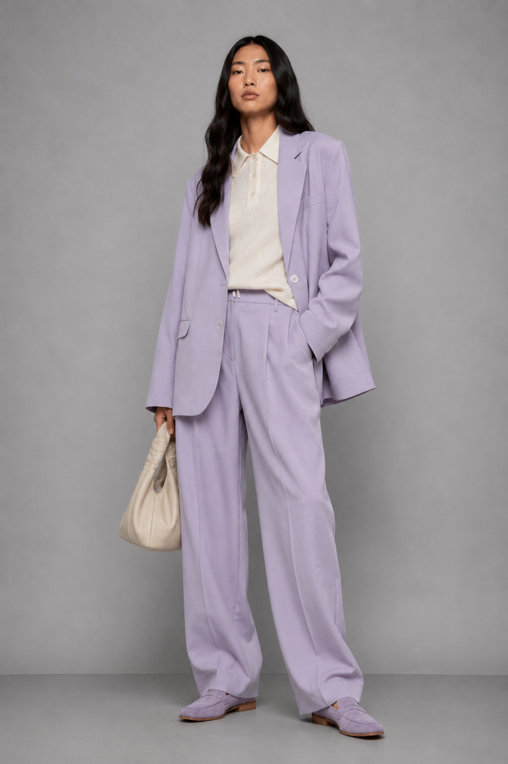 Oversize-Blazer aus Schurwolle in Lavendel