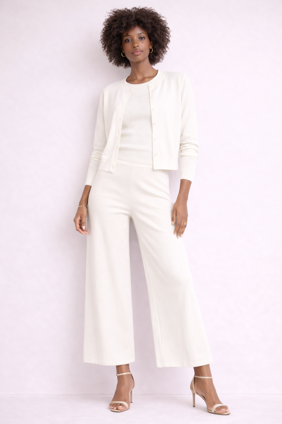 Damenhose aus Merinowolle in Weiß – Vorderansicht