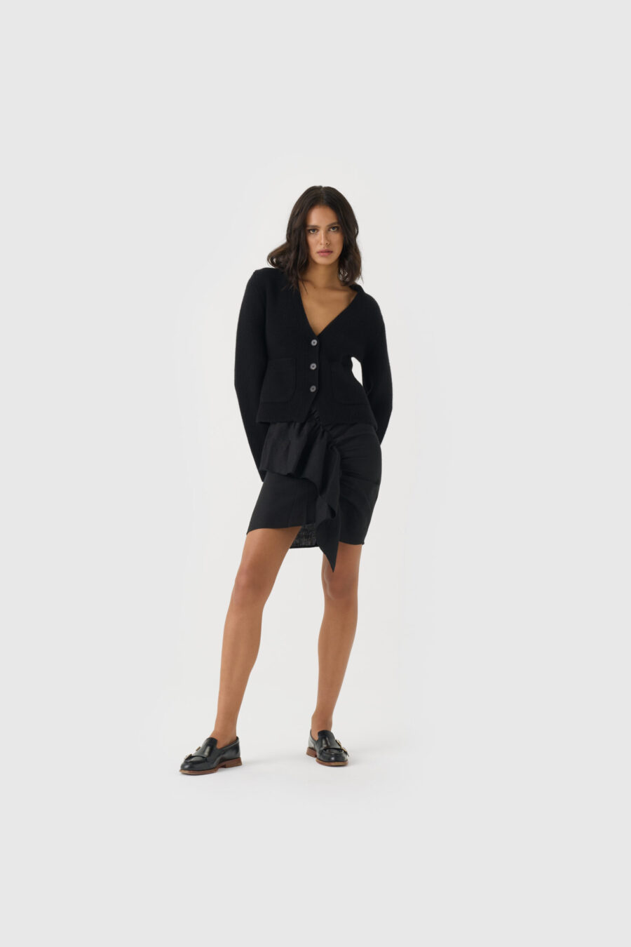 Minirock, Volant, Schwarz, Leinen, Manufaktur Boscana GmbH, Leipzig