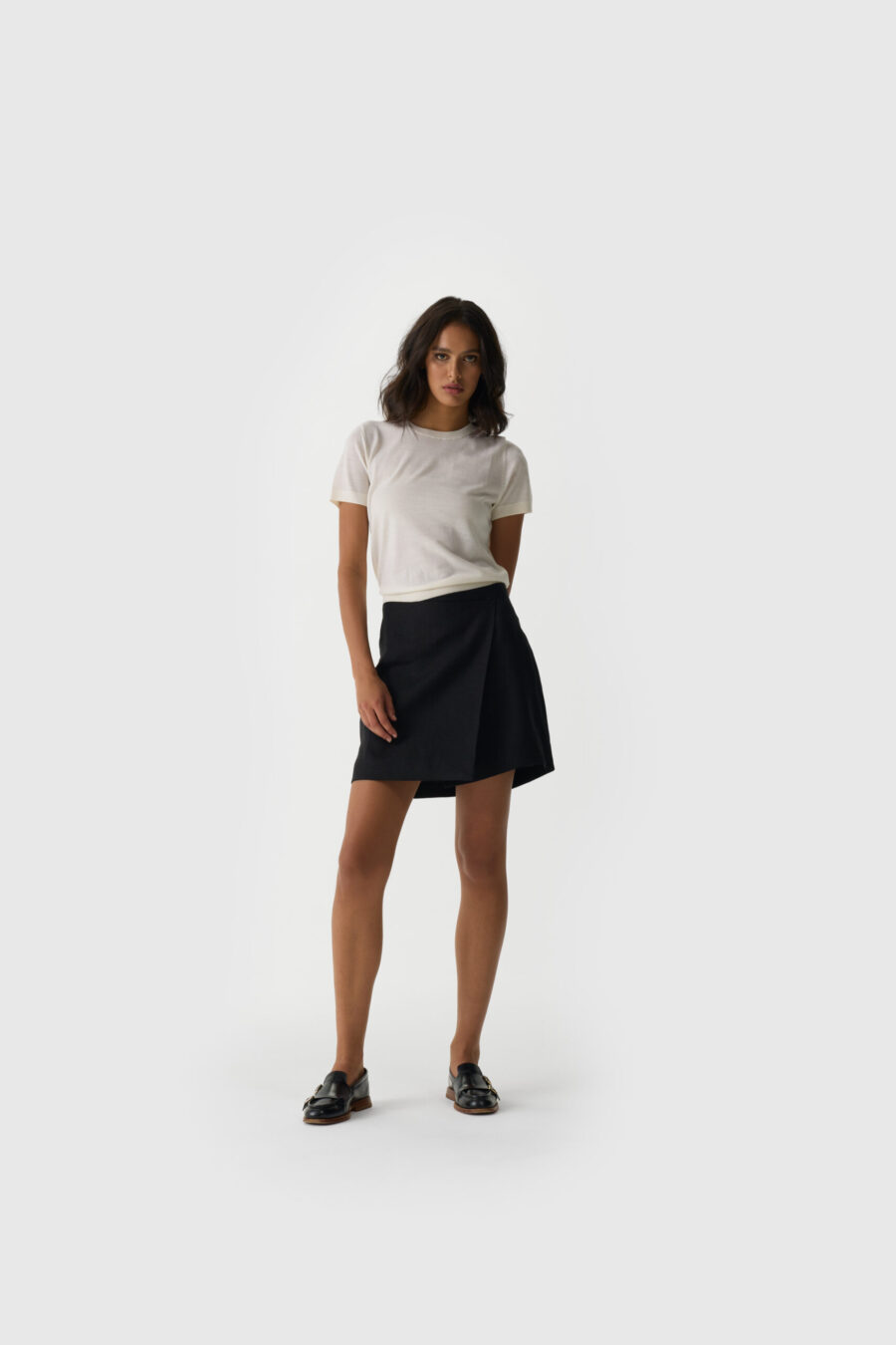 Rock, Minirock, schwarz, Leinen