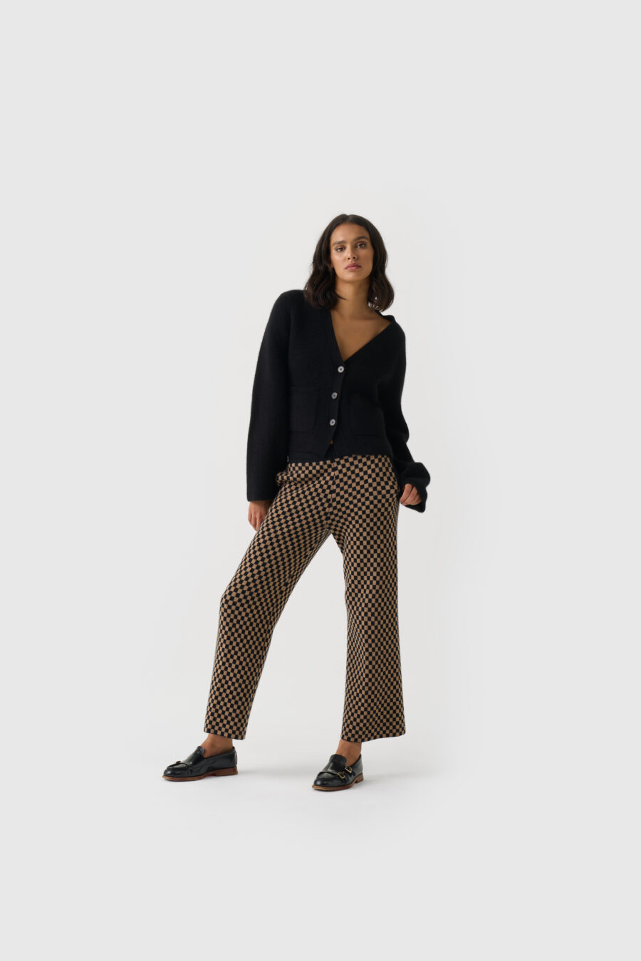 Kaschmir Hose Braun Schwarz Muster – Fashion-Statement