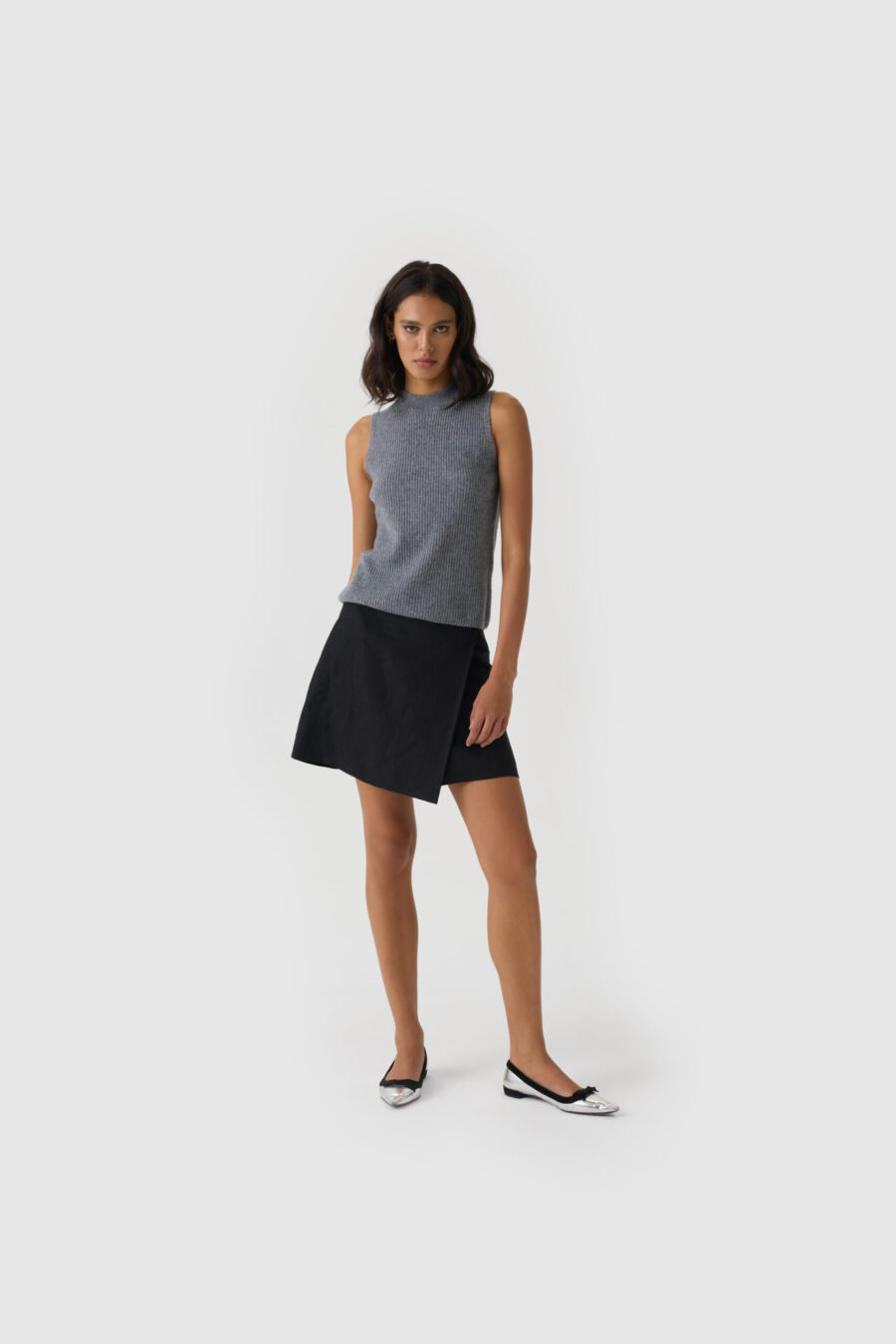 Minirock aus Leinen in Schwarz