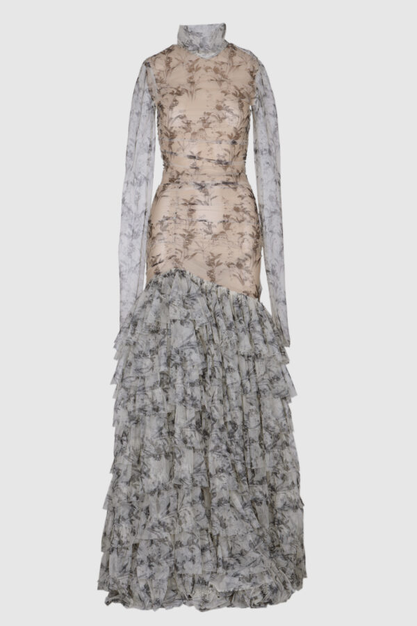 Elegantes Maxikleid mit Volants & Schleppe – Femininer Statement-Look – Bild 5