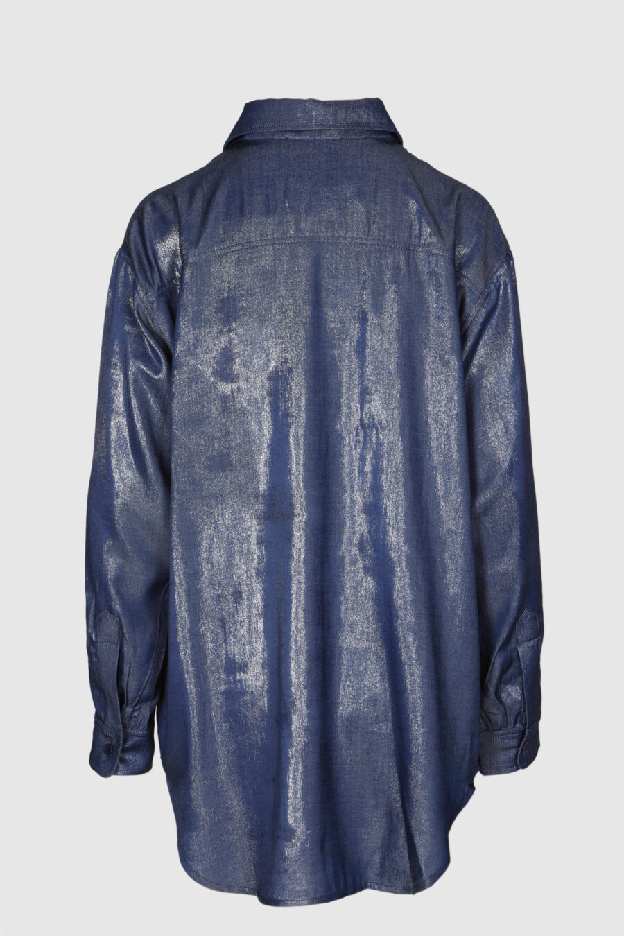 Bluse Oversize Bluse, Blau, Glanzeffekt, Langarmbluse, weite Bluse, Damenbluse