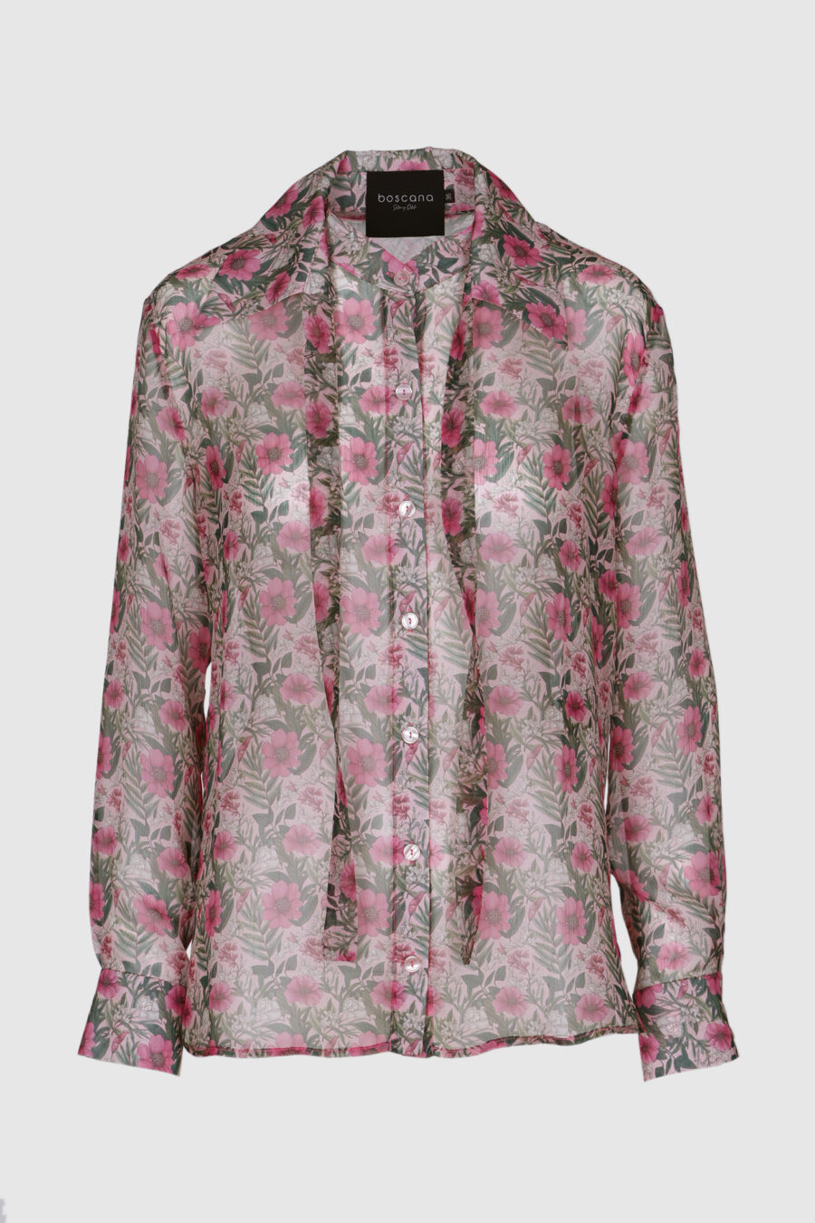 Bluse Seide, Blumenmuster, transparent, Damenbluse