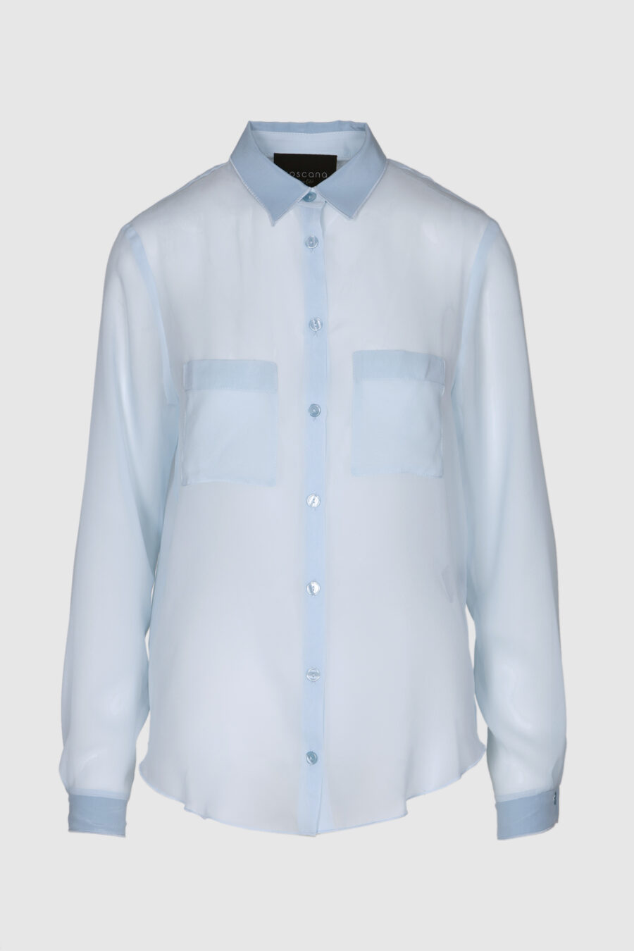 Seidenbluse, Damenbluse, transparent, blau, rosa, schwarz, lila, Farbverlauf