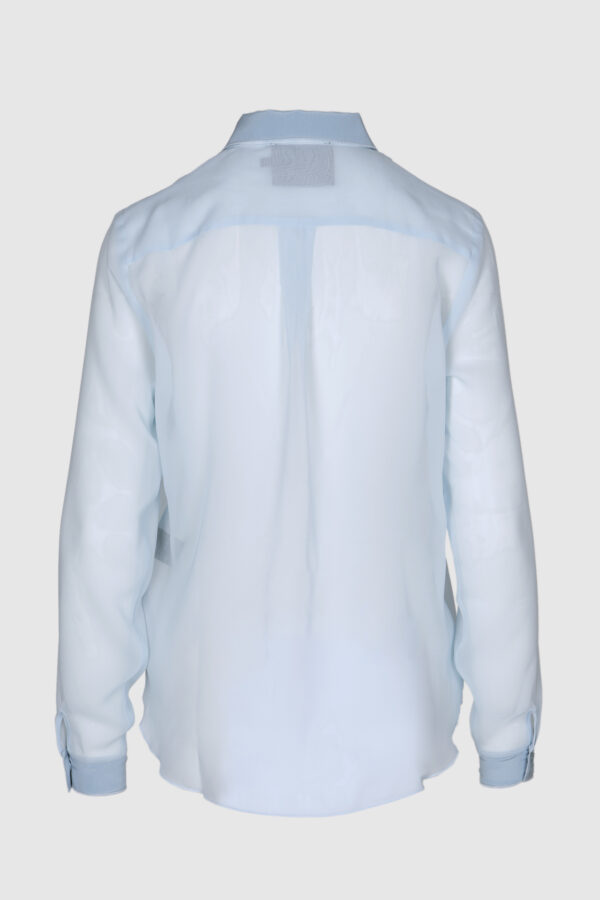 Transparente Seidenbluse in Hellblau – Bild 2