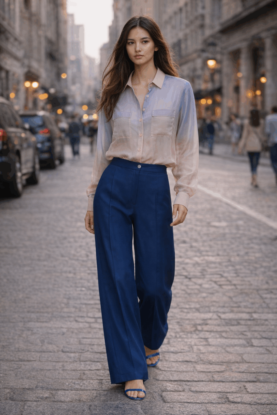 Bluse aus transparenter Seide Lavendel-Rose