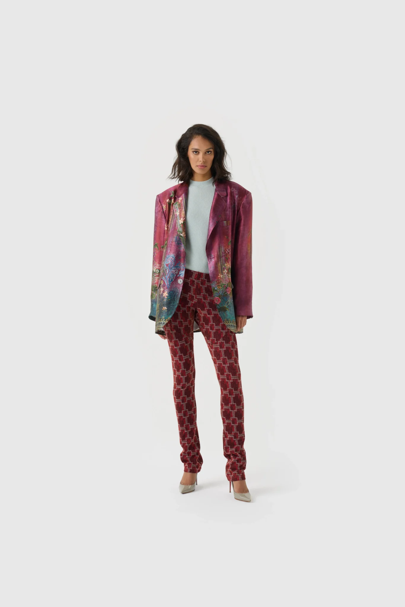 Damen Blazer Seide in Rot